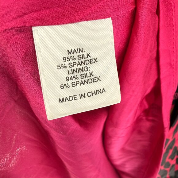 St. John Pink & Black Leopard Print Silk Blend Midi Dress Size 14 - Picture 6 of 6